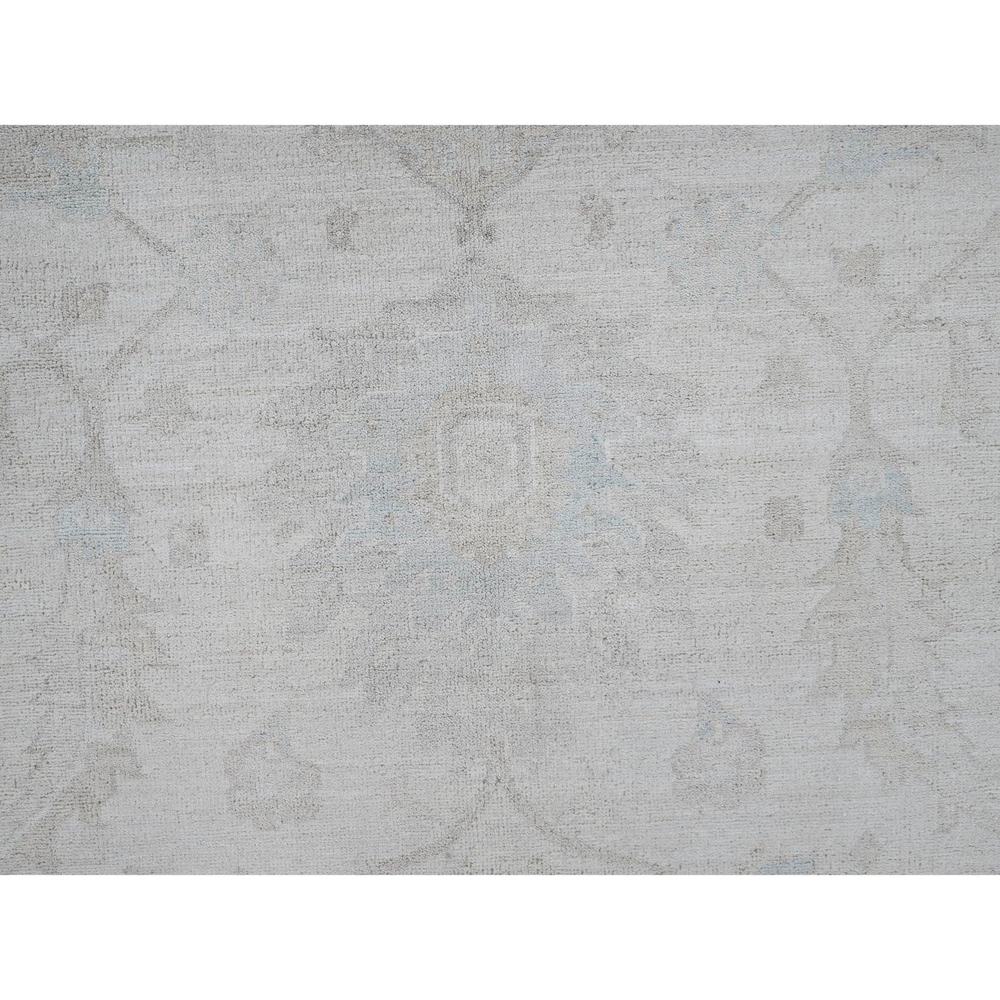 10'2"X13'9" White White Wash Peshawar Hand Knotted Pure Wool Oriental Rug