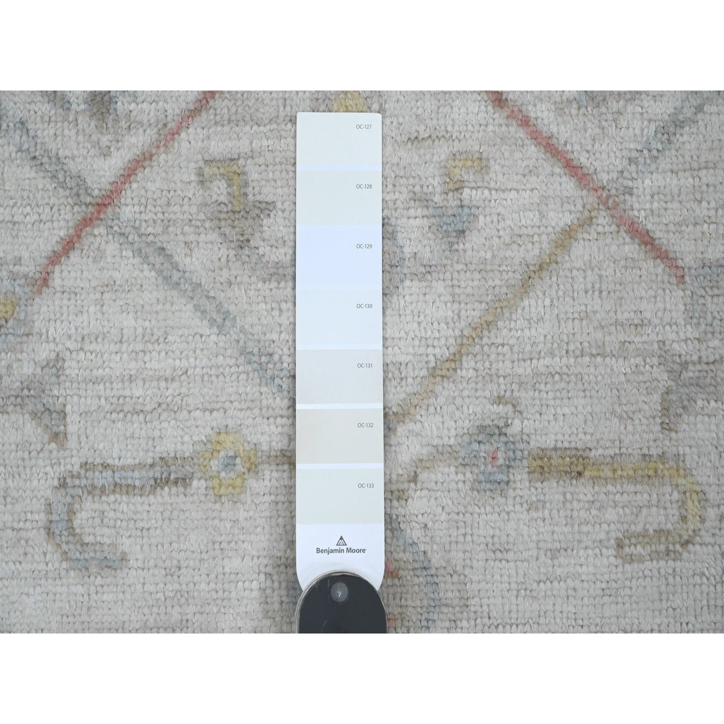 4'X6' Oyster White Afghan Angora Oushak Vine Design Hand Knotted Wool Rug