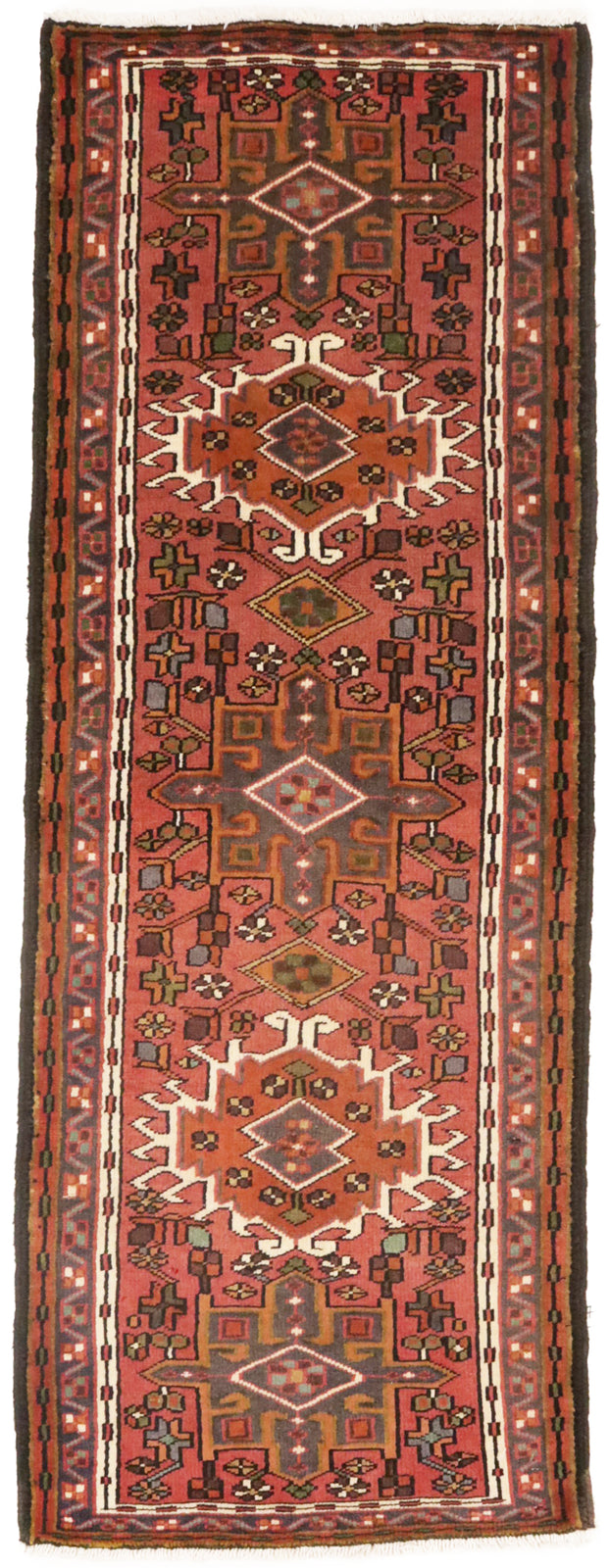 Vintage Red Geometric Runner Rug Narrow Farmhouse