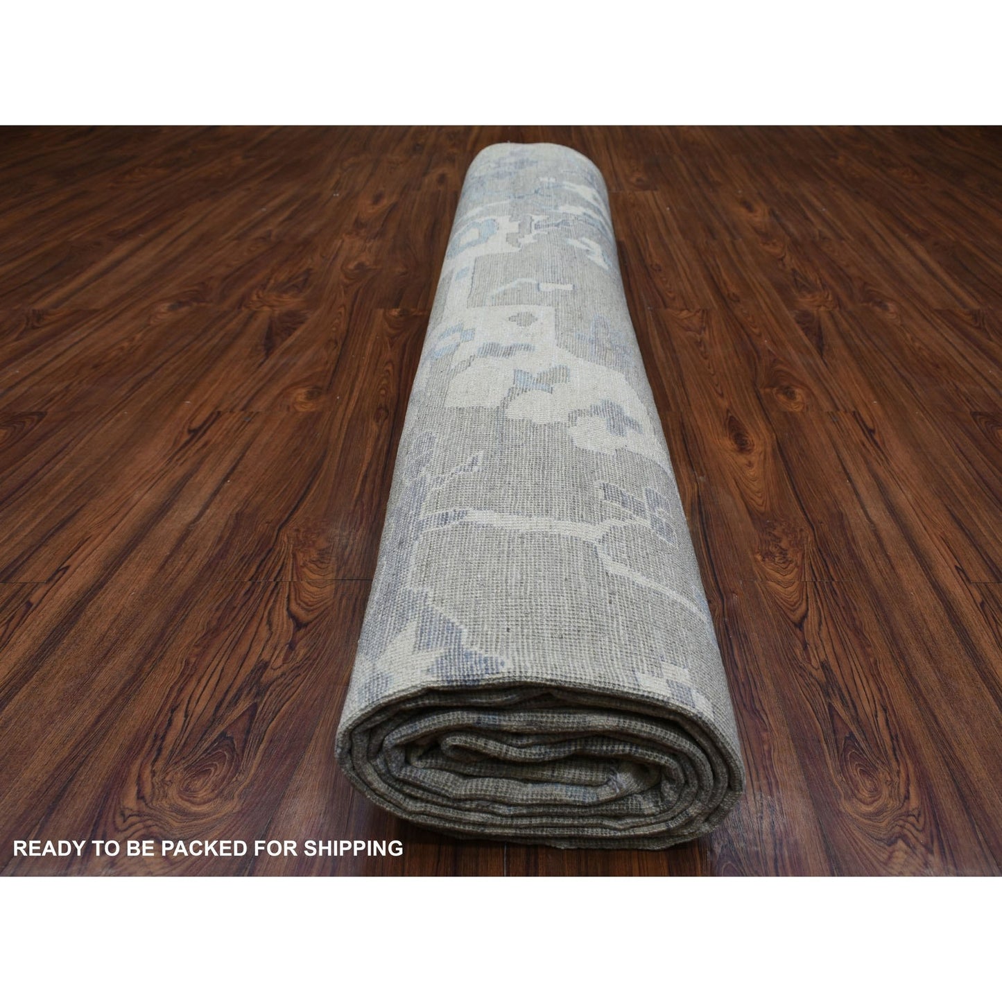 12'1"X15'5" Gray Afghan Angora Oushak Wool Hand Knotted Oversized Rug