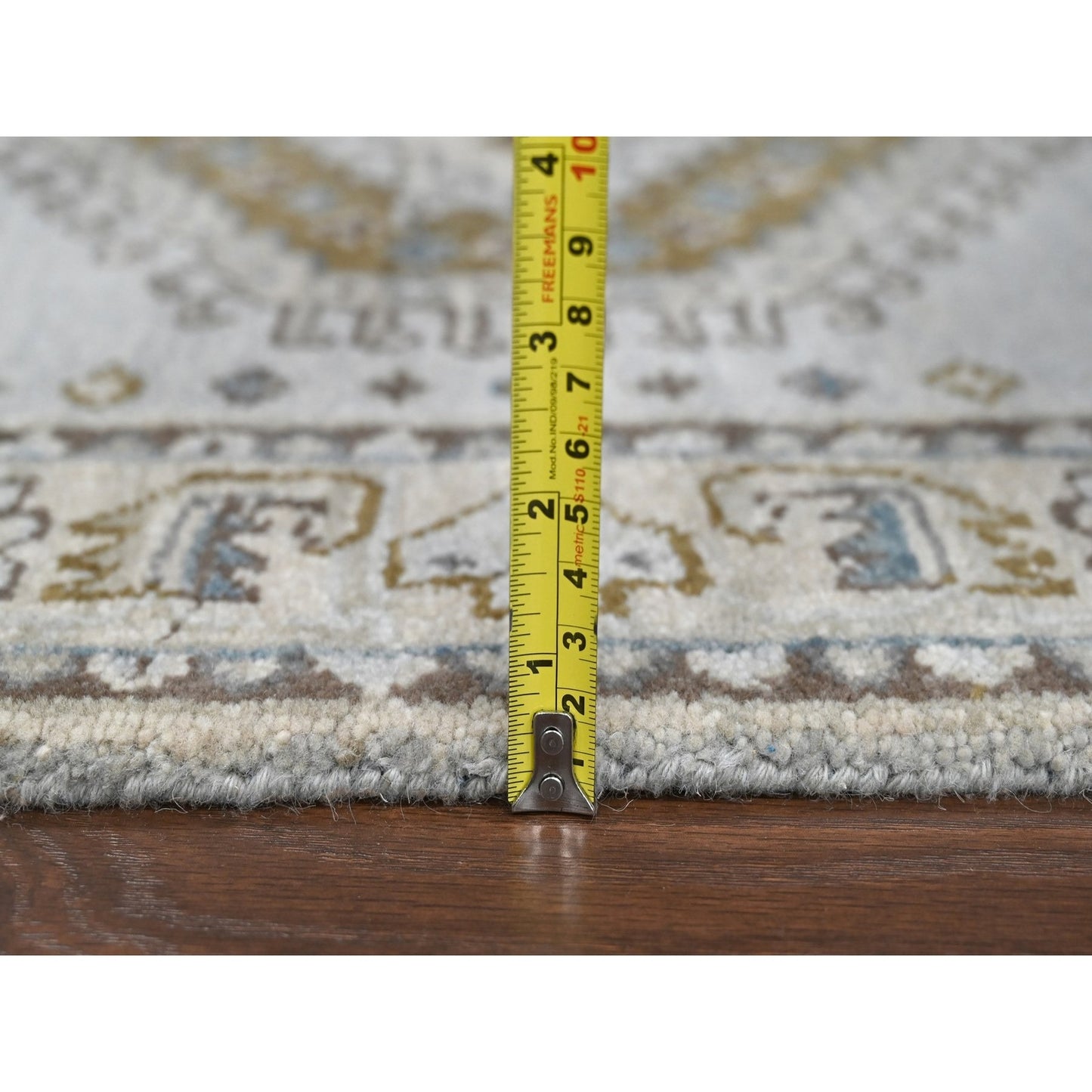 2'8"X10'1" Gray Farsian Village Geometric Wool Hand Knotted Oriental Rug