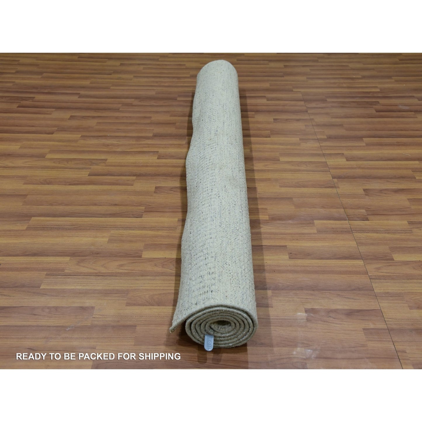 5'4"X7'1" Egret White Hand Knotted Modern Grass Design Wool Oriental Rug