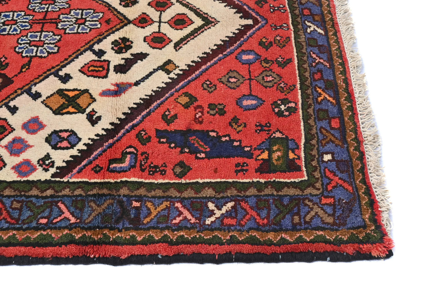 3'4X4'8 Ft Hand-Knotted Vintage Tribal Cream