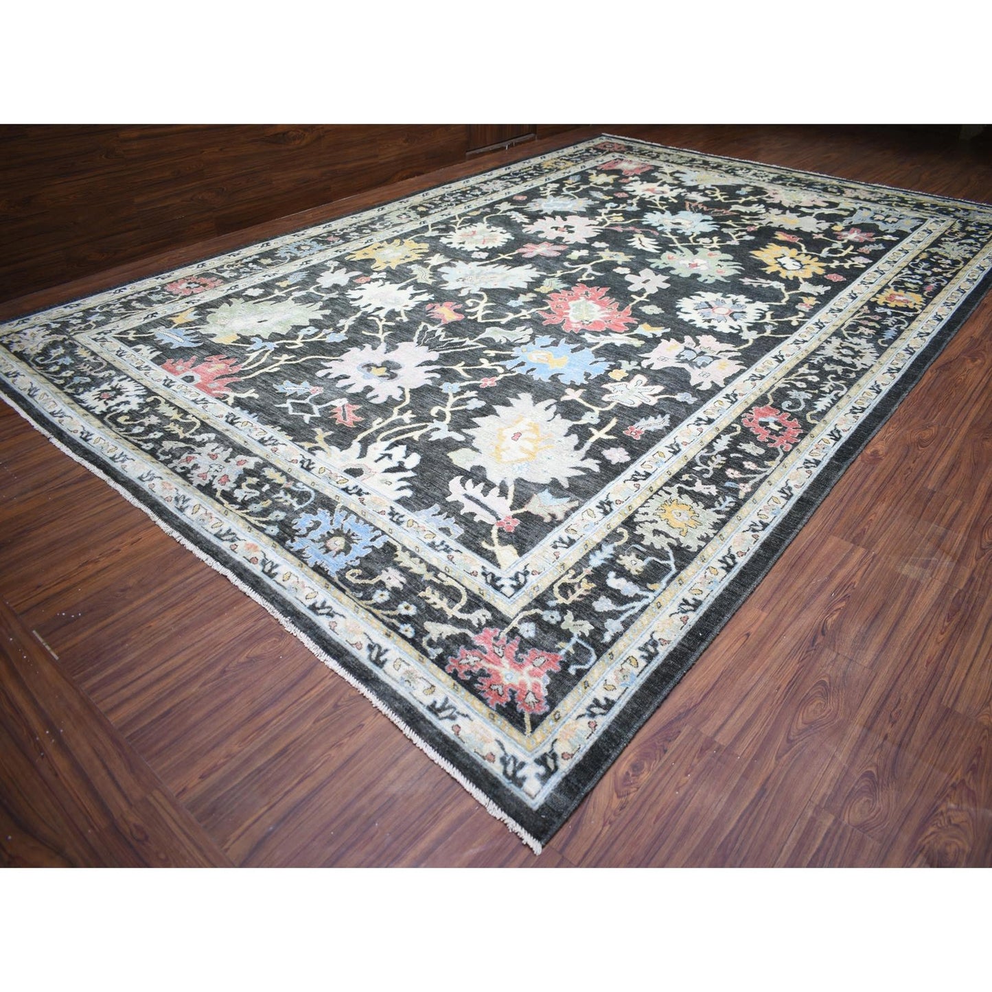 11'9"X17'7" Black Afghan Angora Oushak Wool Hand Knotted Oversized Rug
