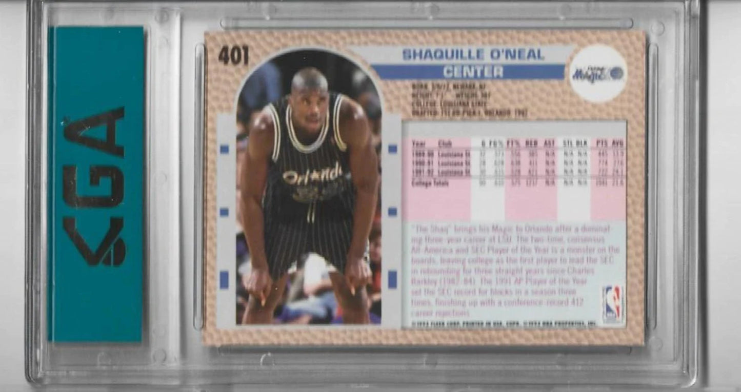 Shaquille O'Neal 1992-93 Fleer #401 Rookie (Cga Grade Mint 9) Card