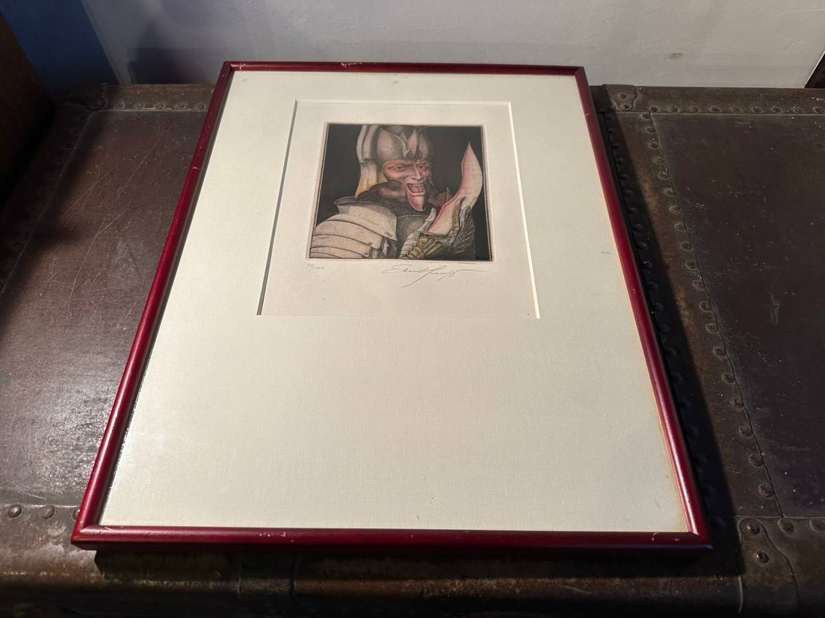 Ernst Fuchs Hand-Signed Limited Edition Etching (19/100) Knight Portrait -