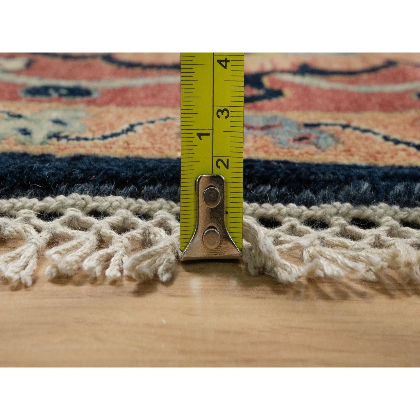 10'1"X10'1" Navy Antiqued Heris Re-Creation Hand Knotted Wool Round Rug