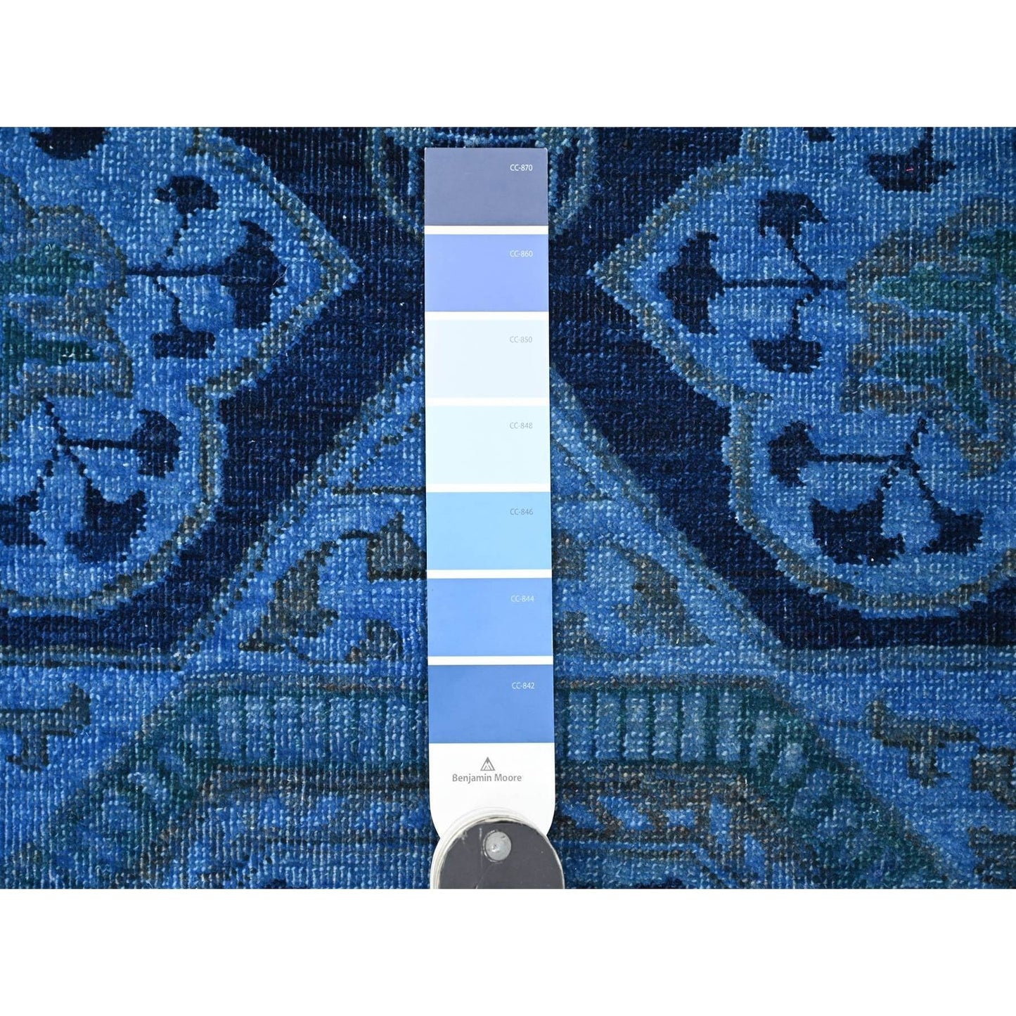 8'X9'6" Blue Peshawar Mamluk Design Distressed 100% Wool Hand Knotted Rug