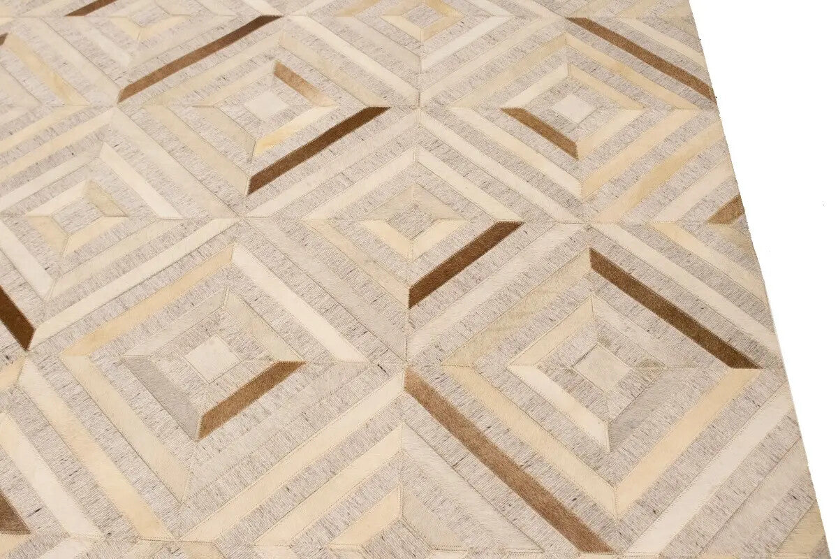 Patchwork Modern Cowhide Leather Rug Contemporary
