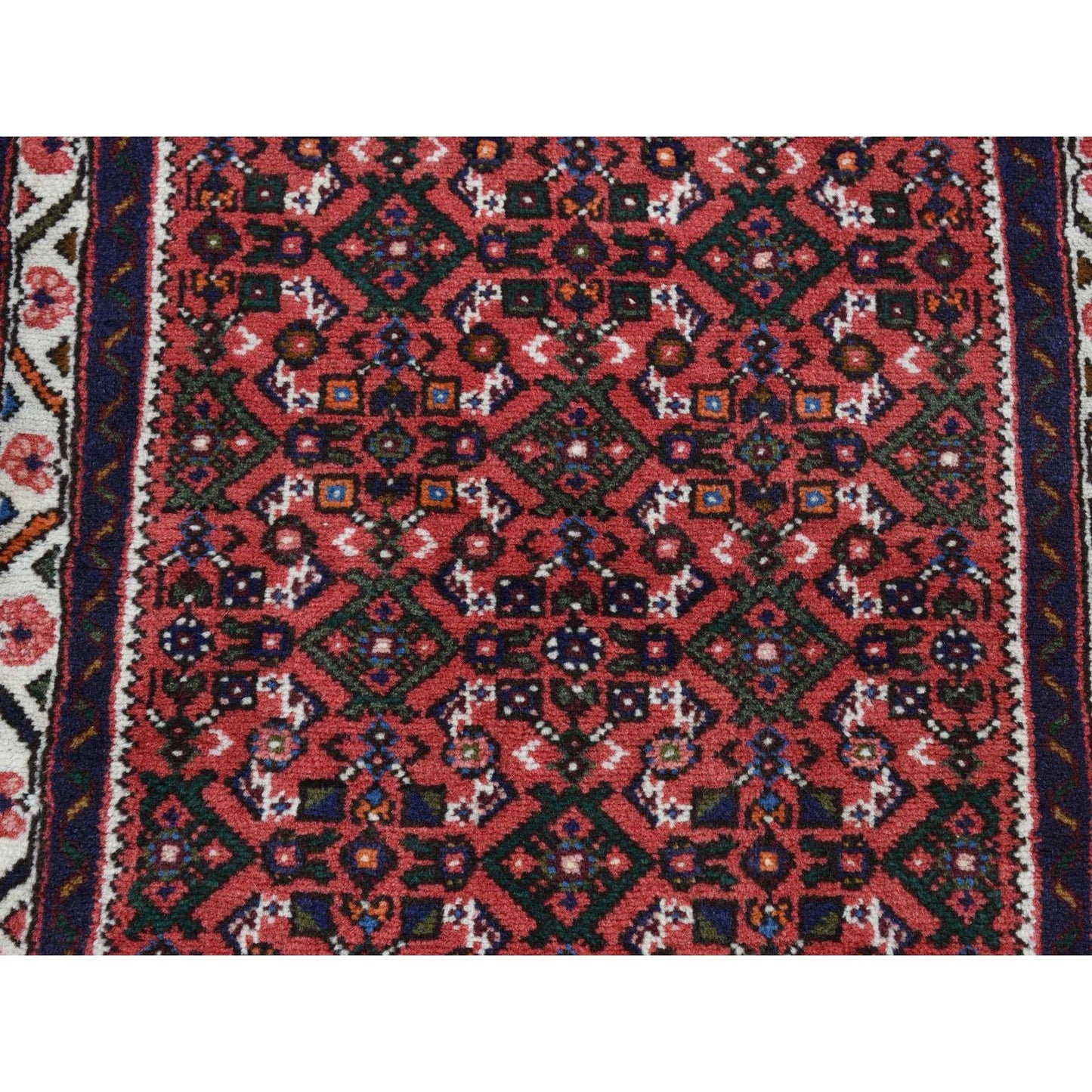 2'6"X10' Red New Zoroastrian Khamadan Design Wool Hand Knotted Runner Rug