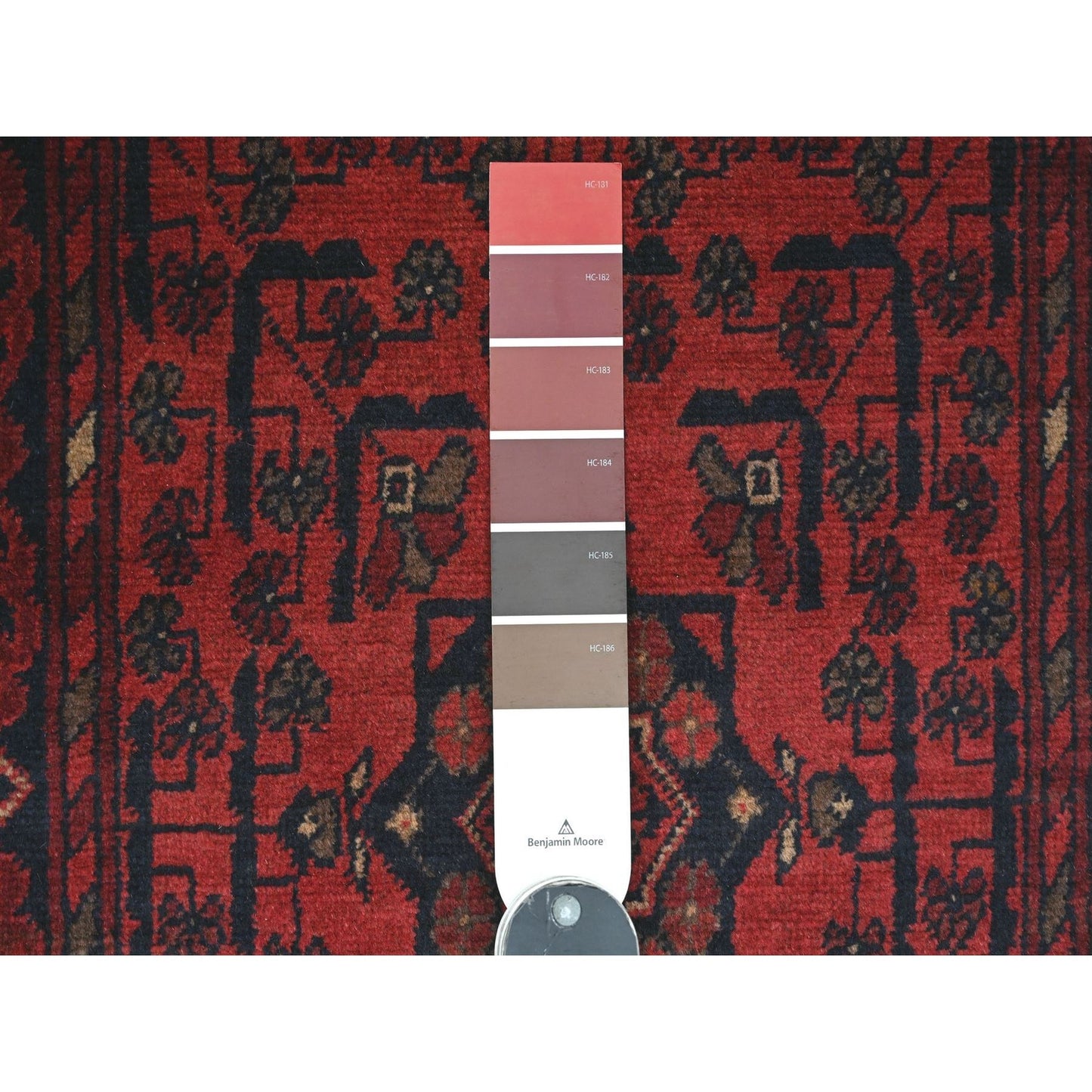 2'1"X7'9" Red Andkhoy Geometric Design Pure Wool Hand Knotted Runner Rug