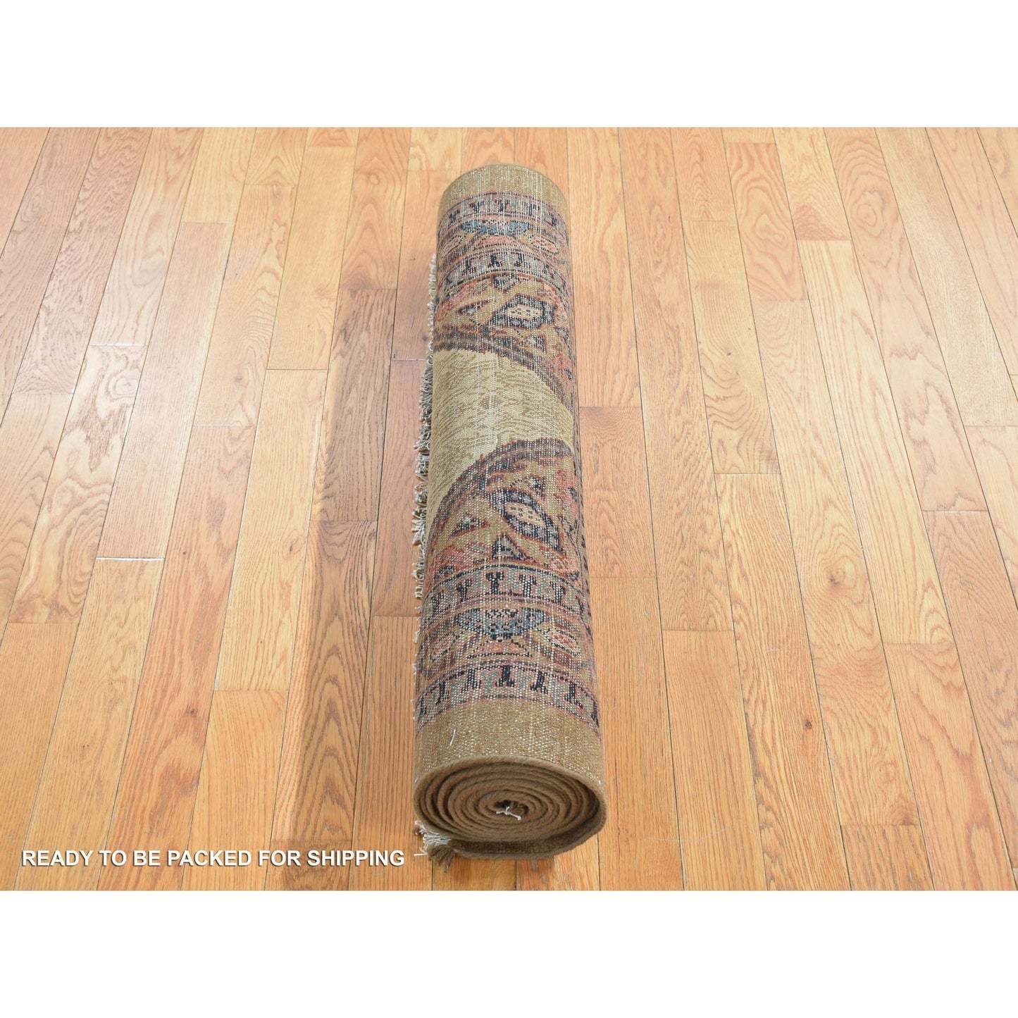3'2"X14'10" Taupe Brown Antique Zoroastrian Wool Hand Knotted Runner Rug