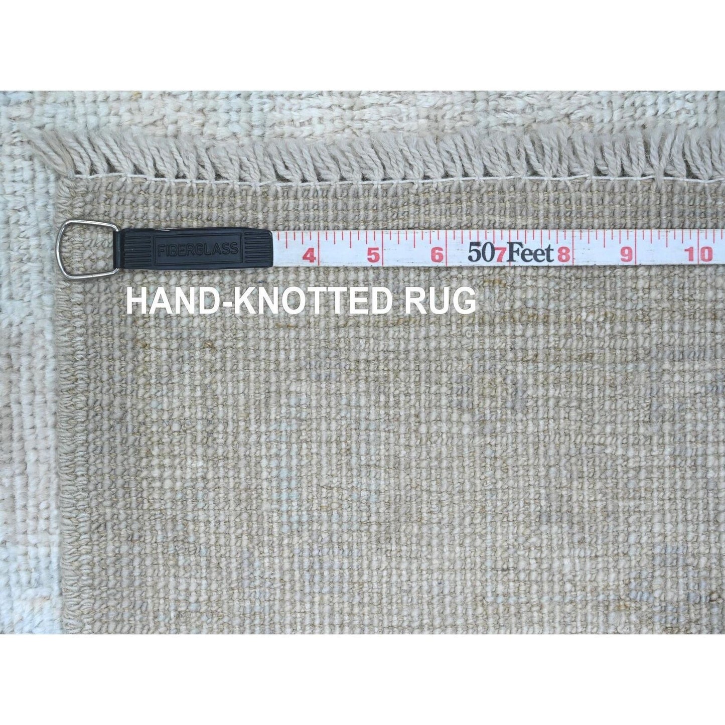 2'10"X11'10" Gray Hand Knotted Angora Oushak Leaf Design Wool Runner Rug