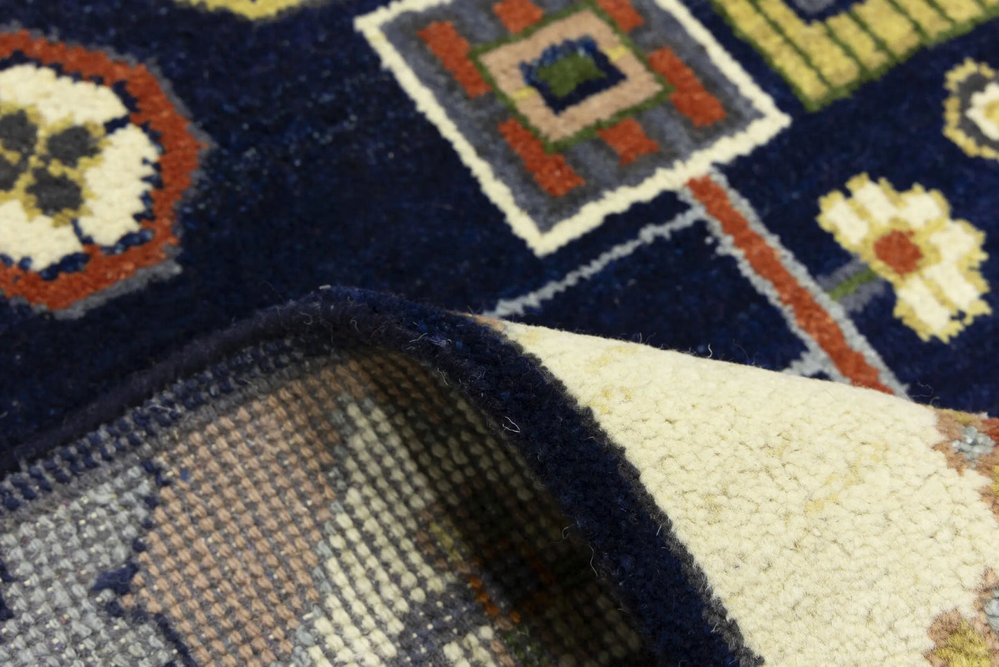 9X12 ft Navy Tribal Heriz Serapi Wool Oriental