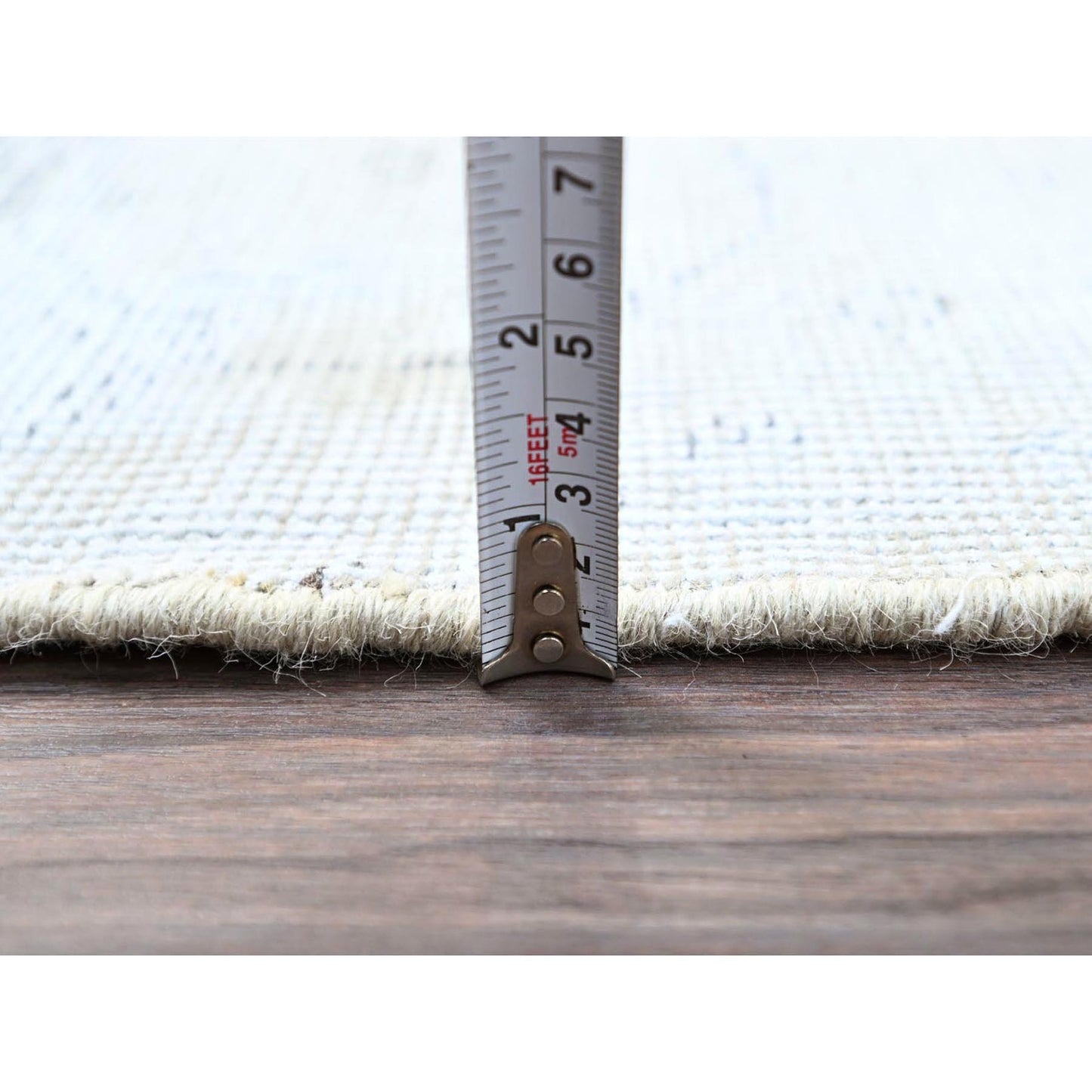 2'2"X5'10" White Hand Knotted Vintage Zoroastrian Tebraz Oriental Rug