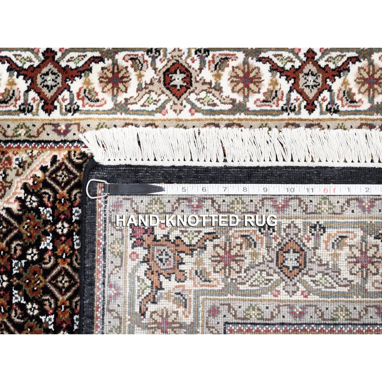 4'2"X6'1" Hand Knotted Tebraz Mahi Fish Medallion Design Wool-Silk Rug