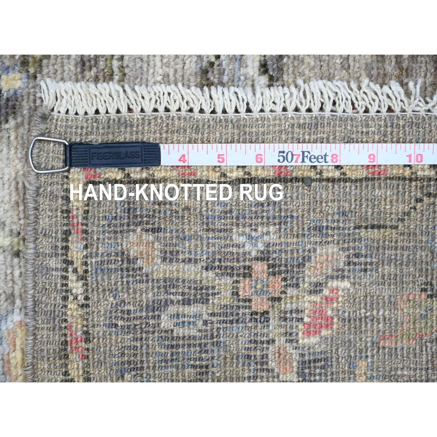2'8"X5'9" Brown Angora Oushak Floral Pattern Hand Knotted Wool Runner Rug