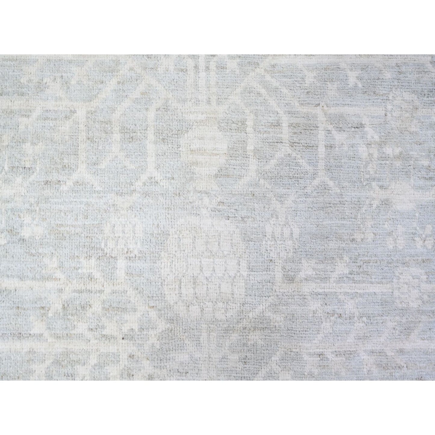 8'X9'10" Chrome Gray Khotan Pomegranate Wool Hand Knotted Oriental Rug