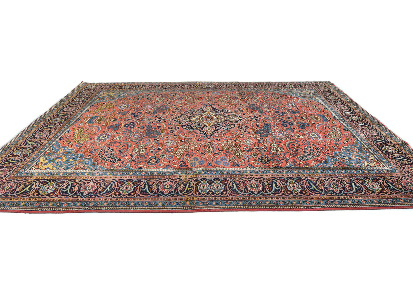 Hand-Knotted Vintage Oriental Rug Floral Classic