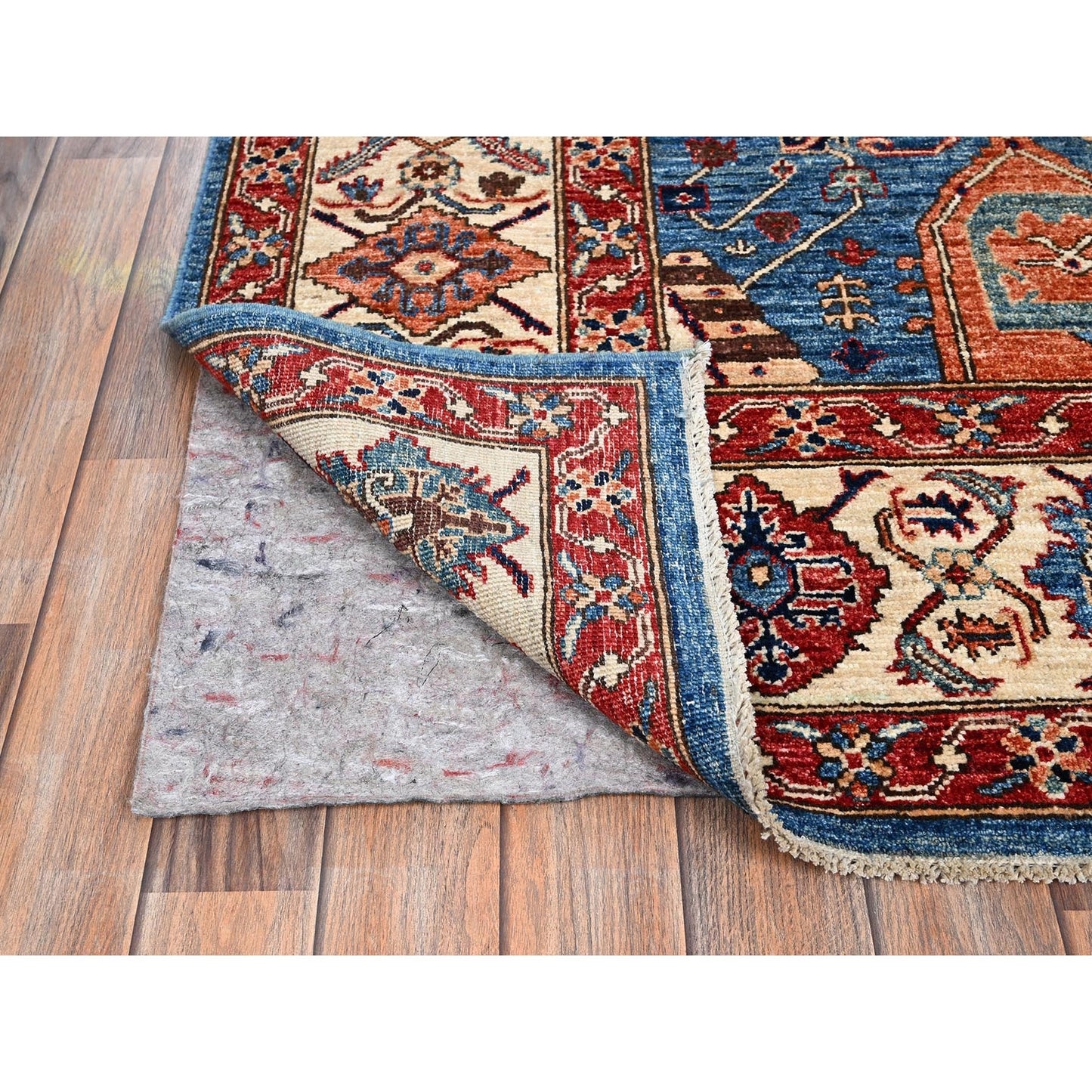 6'1"X11'7" Blue Aryana Grade Seeripe Heris Wool Hand Knotted Runner Rug