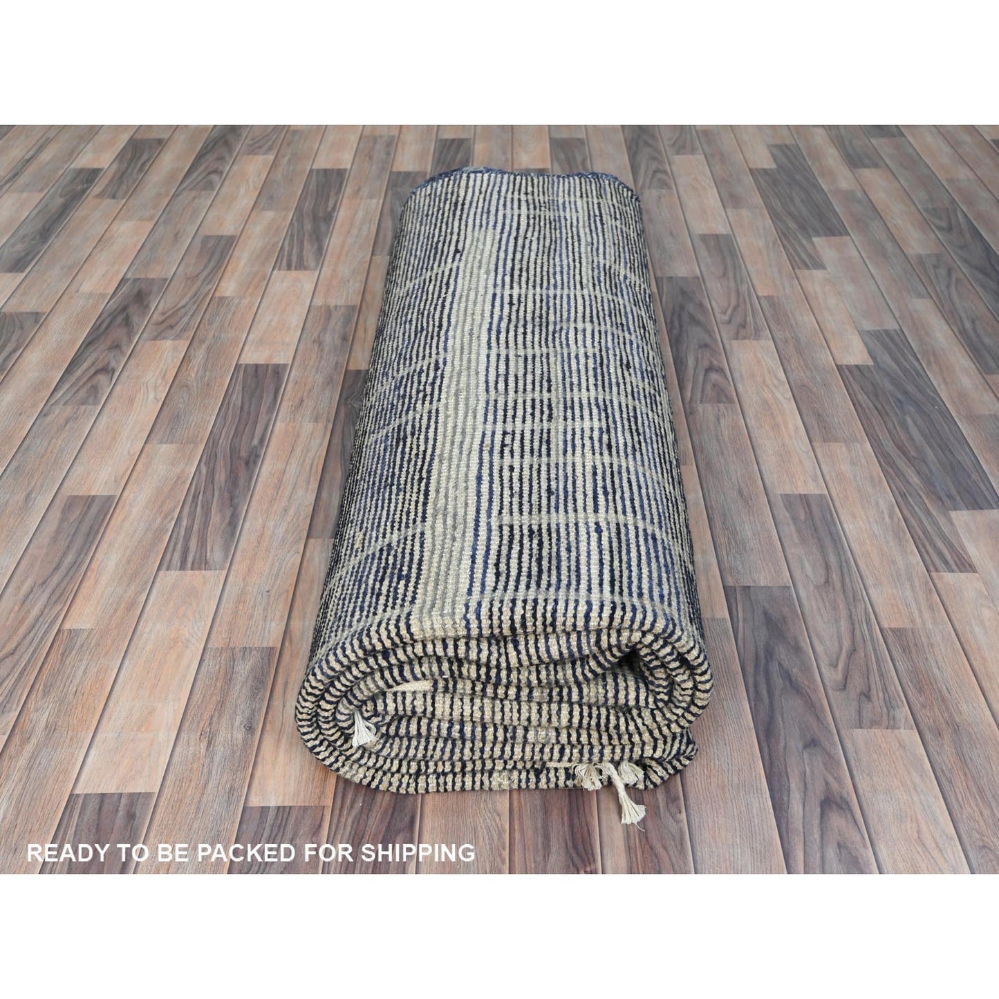 9'X12'5" Blue Hand Knotted Ben Ourain Moroccan Berber Soft Wool Rug