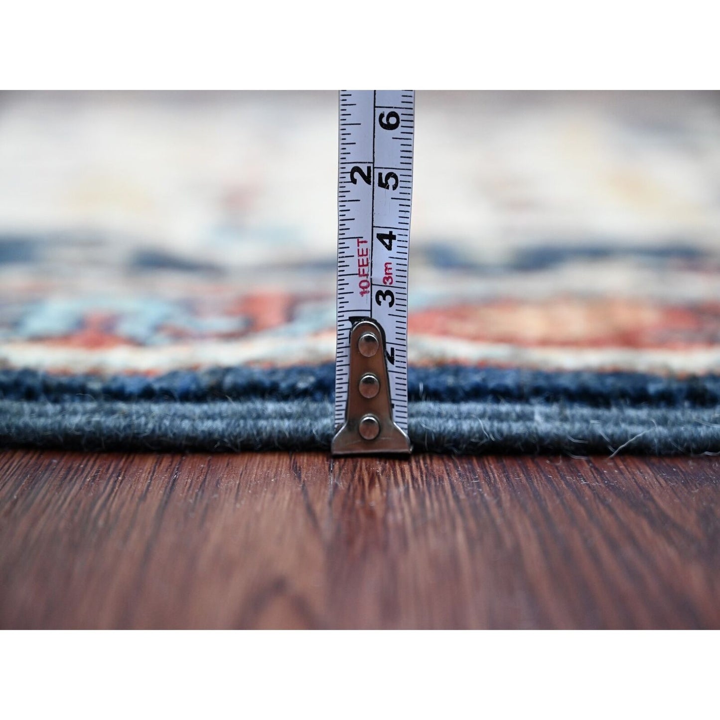 2'6"X7'10" Blue Caucasian Akstafa Design All Wool Hand Knotted Runner Rug