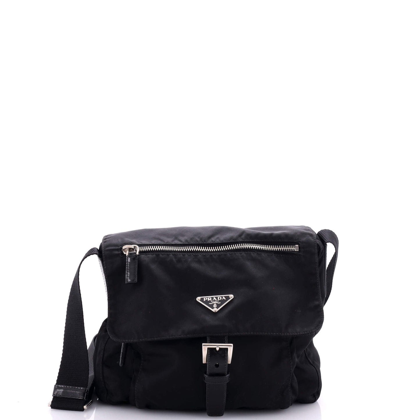 Prada Buckle Messenger Bag Tessuto Small