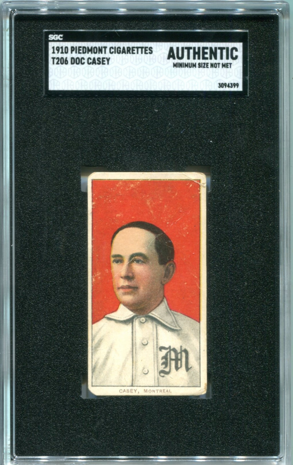 1910 Piedmont Cigarettes T206 Doc Casey Sgc Authentic