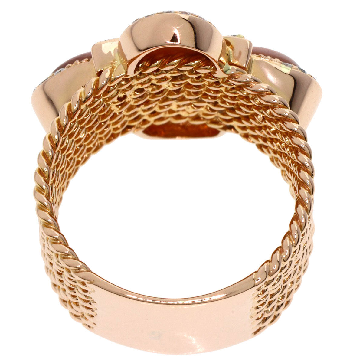 0.27Ct Flower Motif Diamond Shell Ring K18 Pink