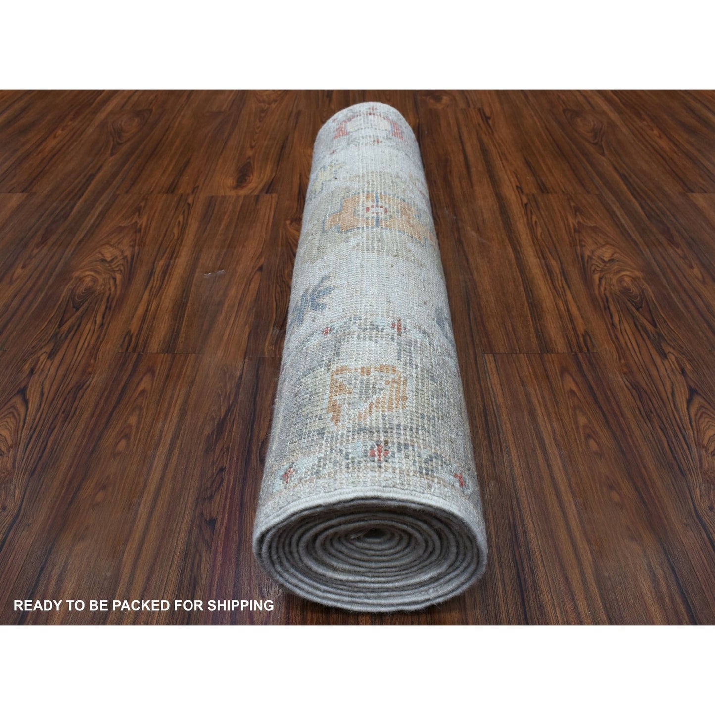 2'6"X14' Soft Velvety Wool Hand Knotted Gray Angora Oushak Runner Rug