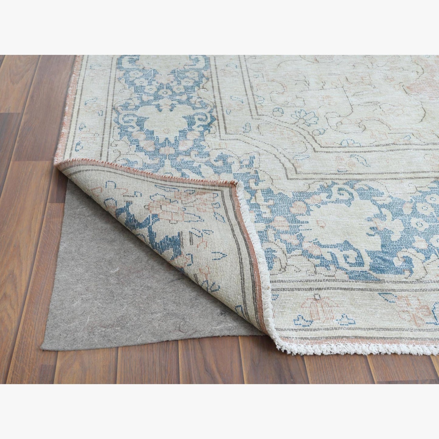 9'8"X12'7" Farsian Karman Clean Sun Faded Pink Wool Hand Knotted Rug