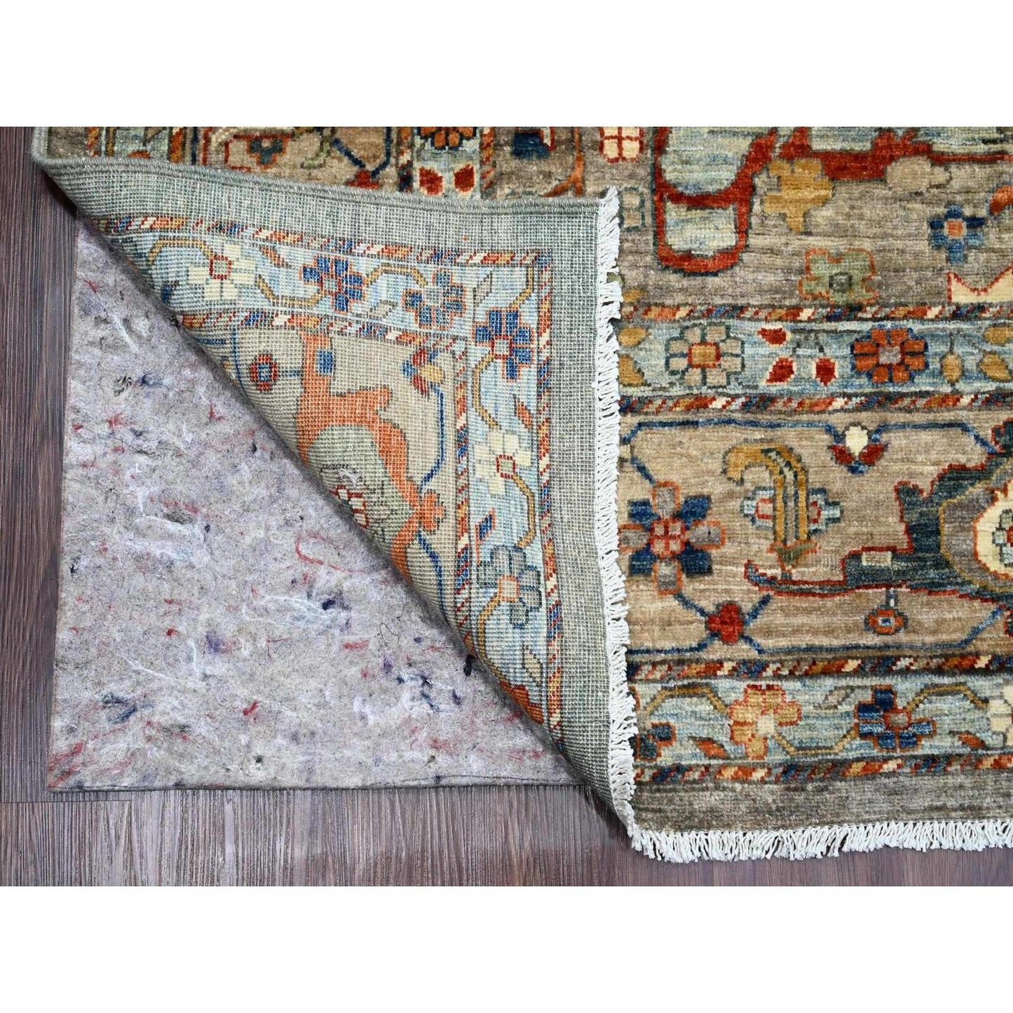 9'X12' Gray Peshawar With Bijar Garus Design Hand Knotted Pure Wool Rug