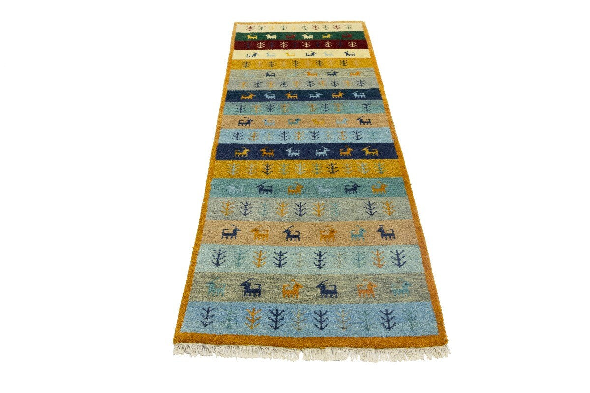 Contemporary Multicolored Stripes Indo-Gabbeh