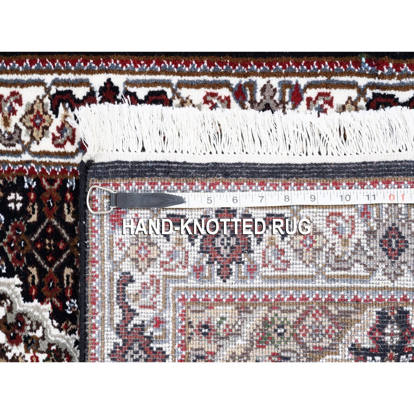 2'1"X8' Black Tebraz Mahi Fish Design Hand Knotted Wool-Silk Runner Rug