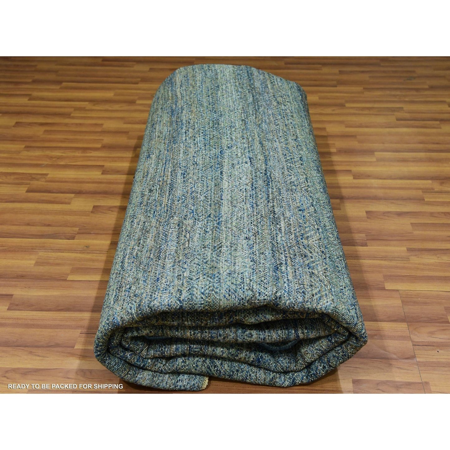 12'X12' Jungle Green Kohinoor Herrita Hand Knotted Pure Wool Square Rug