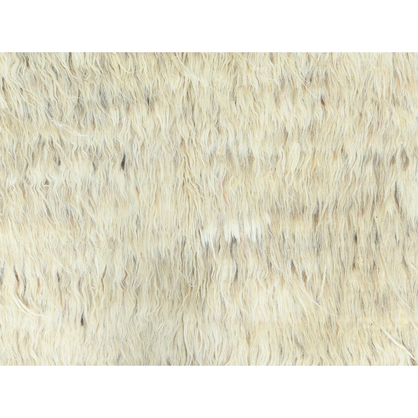10'1"X14'1" Beige Undyed Natural Wool Hand Knotted Shaggy Moroccan Rug