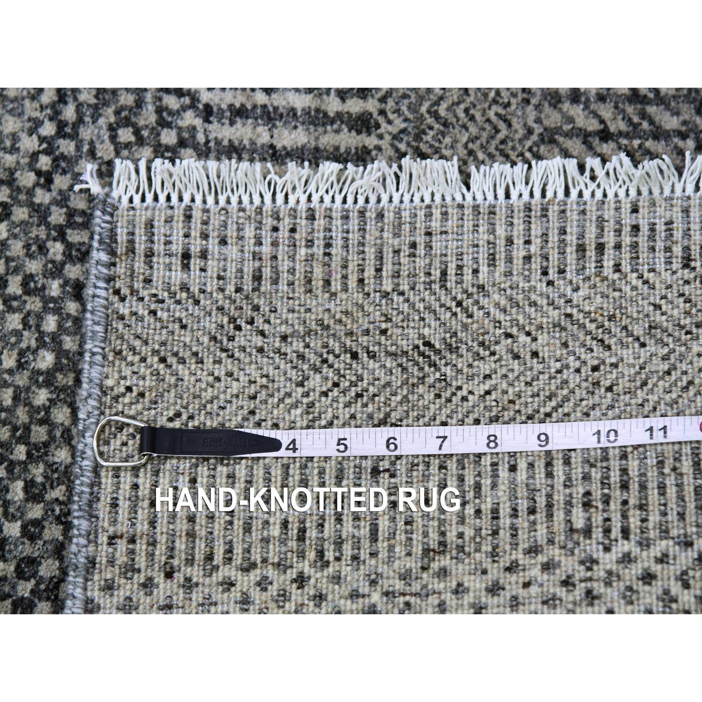 2'5"X15'10" Gray Grass Design Hand Knotted Undyed Wool Xl Runner Rug