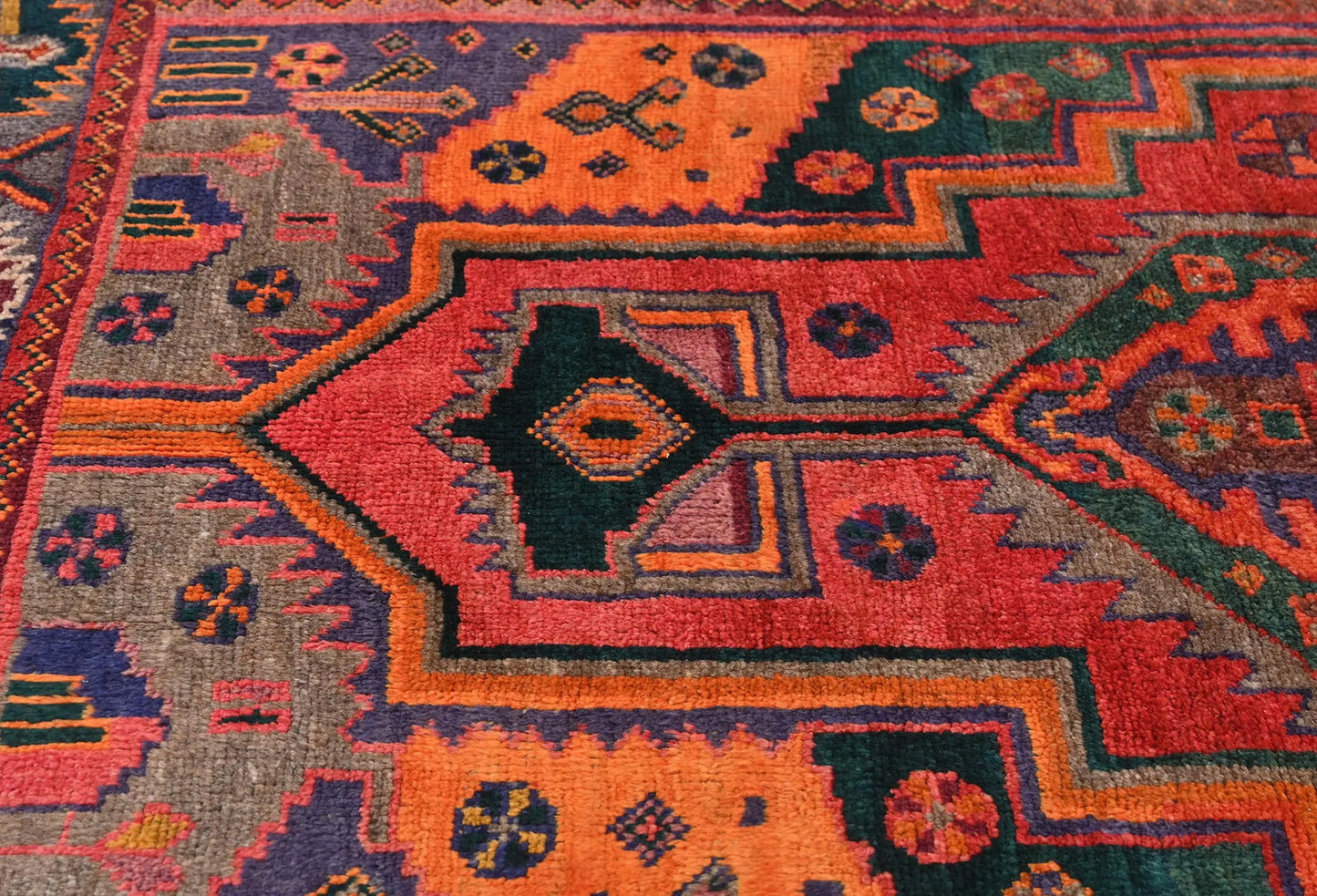 Handmade Vintage Tribal Red Floral Wool 4'8X6'4
