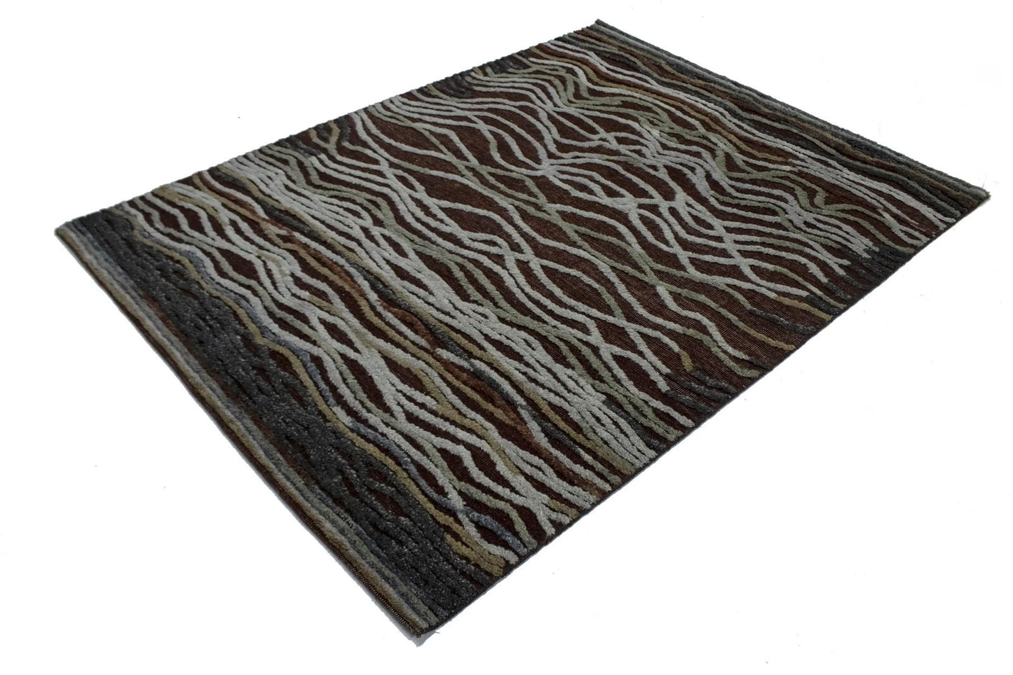 Handmade Modern Waves Area Rug High-Low Relief