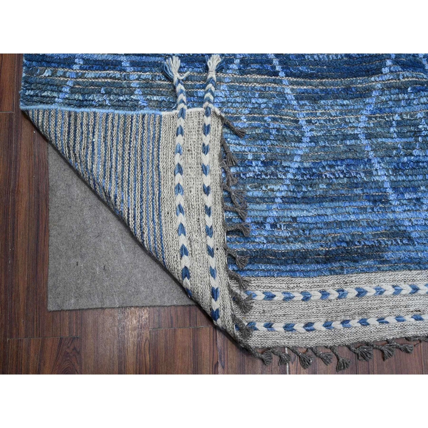 12'X18'5" Blue Hand Knotted Moroccan Inspired Wool Oversized Oriental Rug