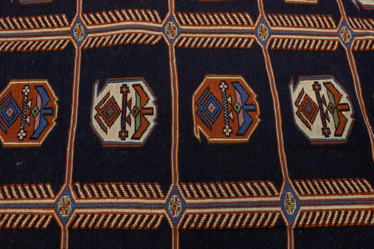 Hand-Knotted Purple-Navy Pictorial Sumak Oriental