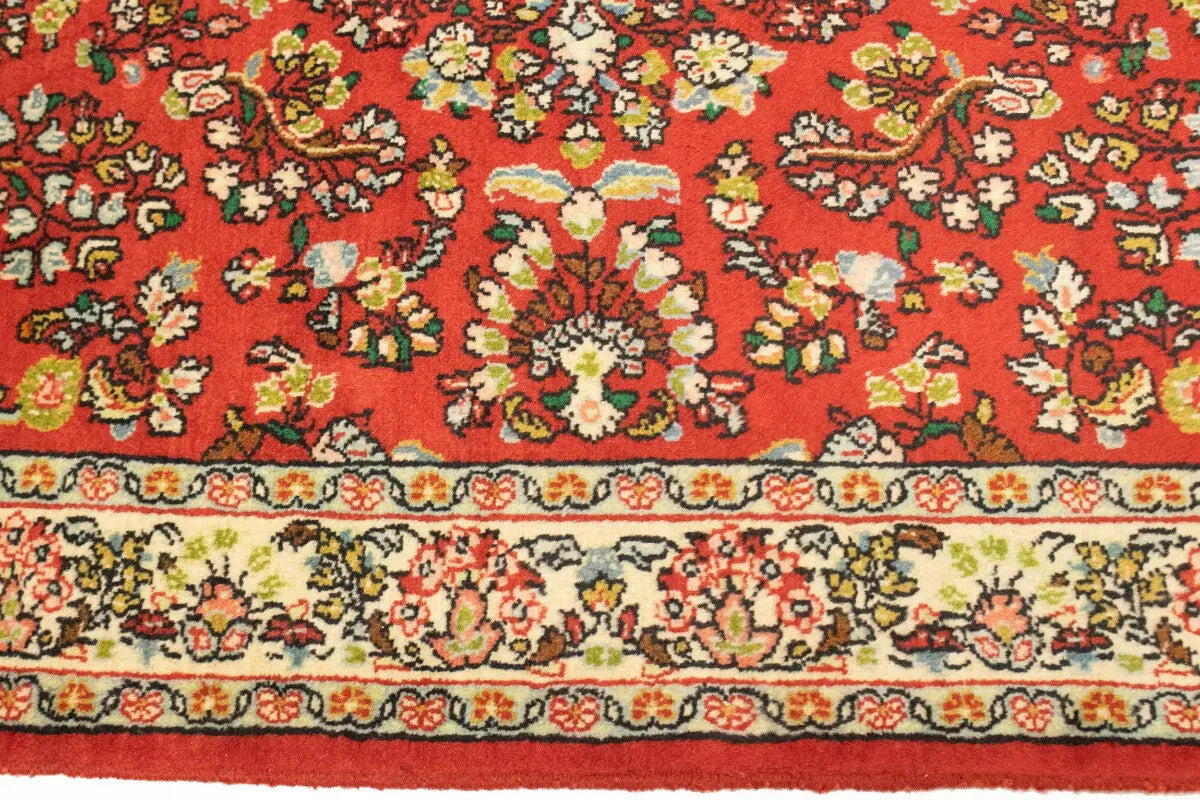 Hand-Knotted Vintage Red Floral 3'4X4'9 ft