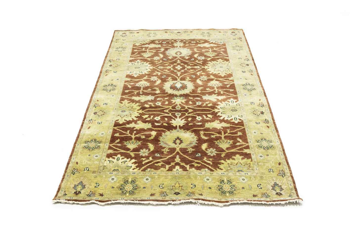 Rust Oushak Chobi Hand-Knotted Wool Rug Floral