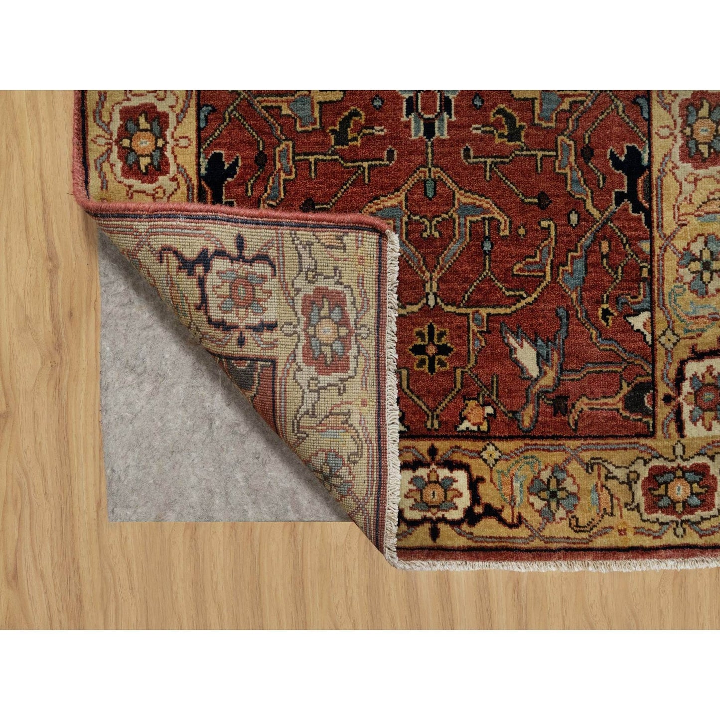 2'7"X6'1" Red Wool Hand Knotted Antiqued Fine Heris Recreation Runner Rug