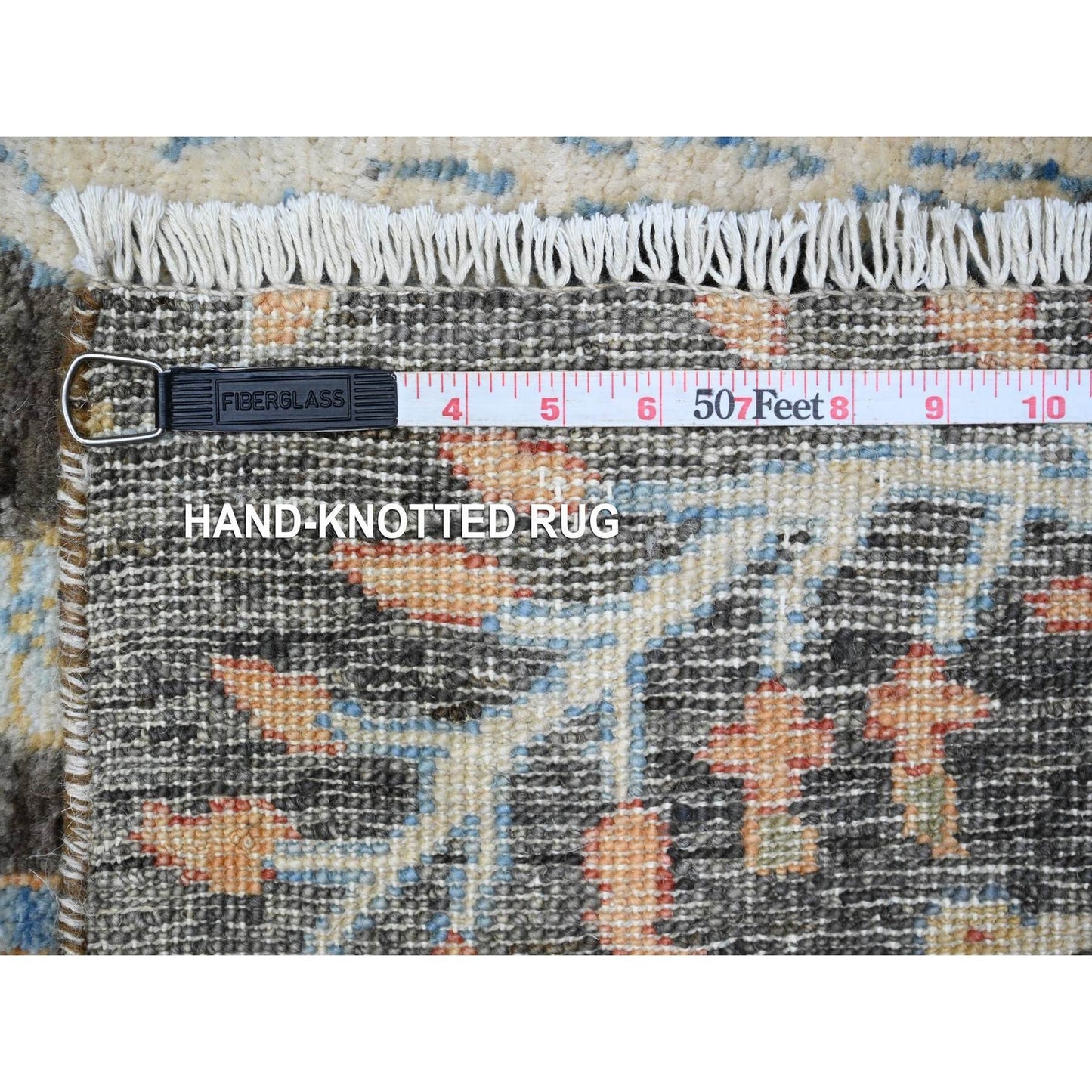 4'X15'10" Gray Hand Knotted Wool Birds Paradise Peshawar Wide Runner Rug