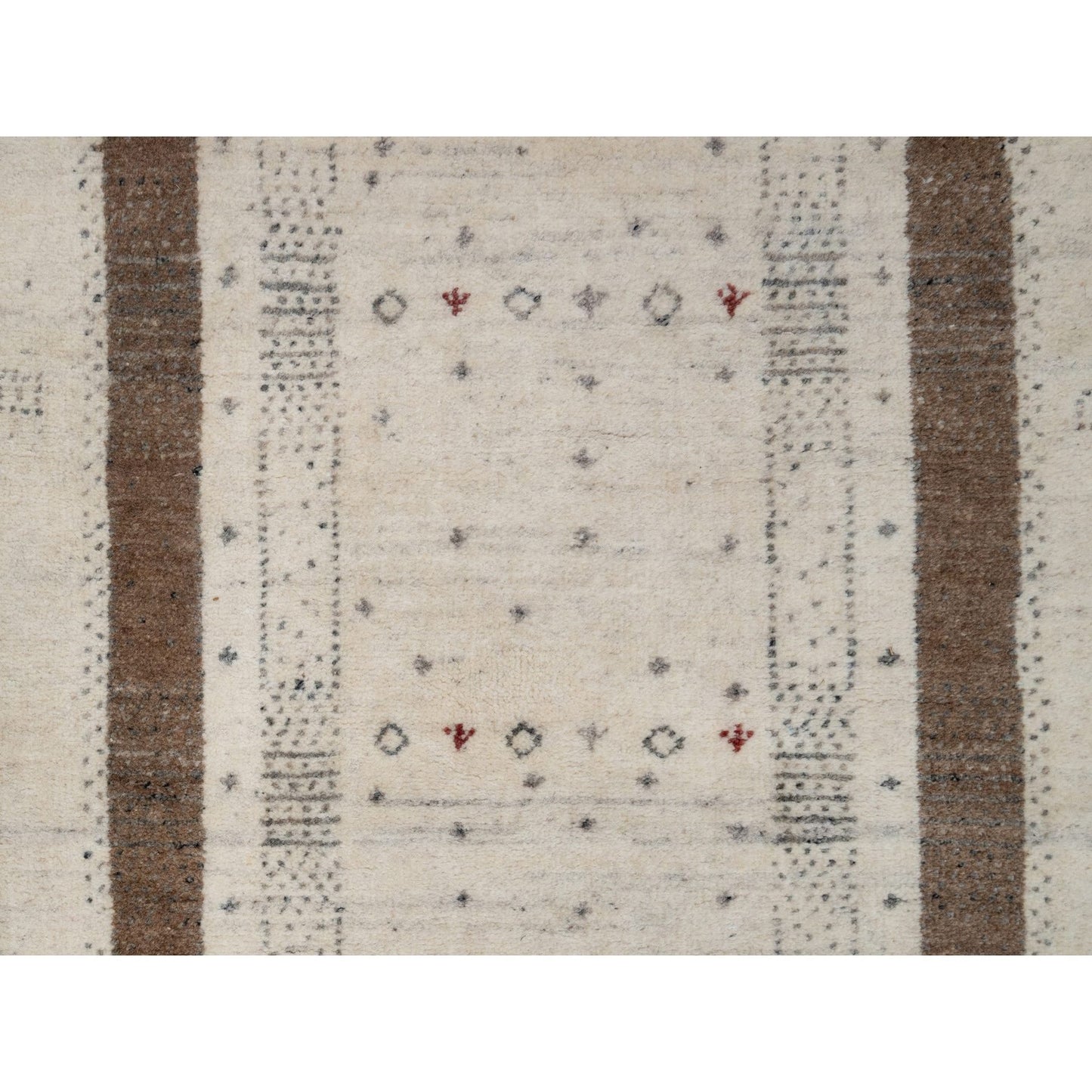2'7"X6' Ivory Modern Design Soft Wool Hand Knotted Lori Buft Runner Rug