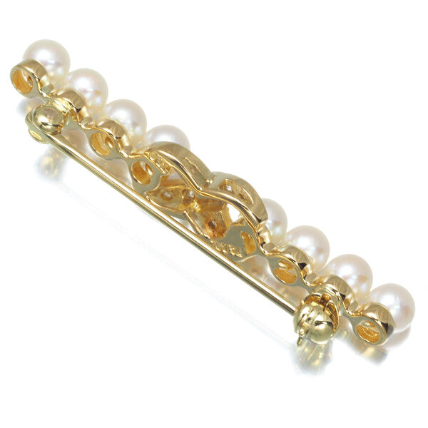 Tiffany&Co. Brooch Pearl 3.8Mm Diamond Signature 18K 750 Yellow Gold