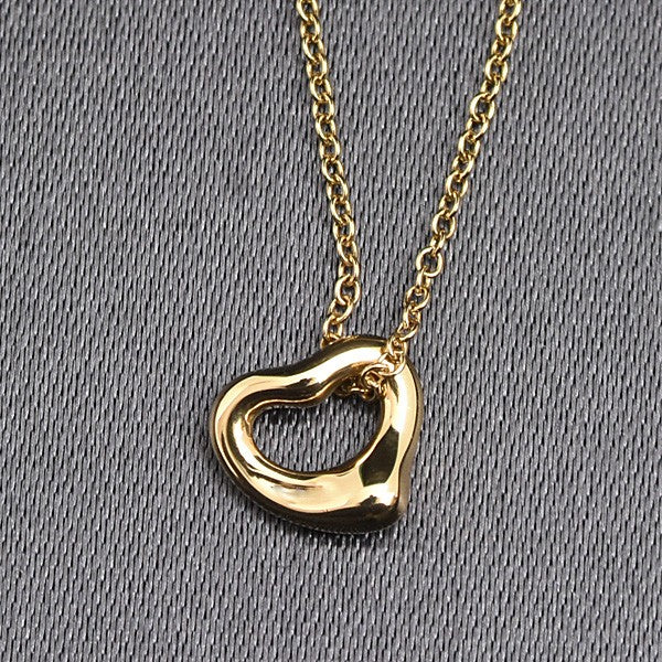 Tiffany & Co. Open Heart Pendant Necklace 7Mm Petite Yellow Gold 750Yg
