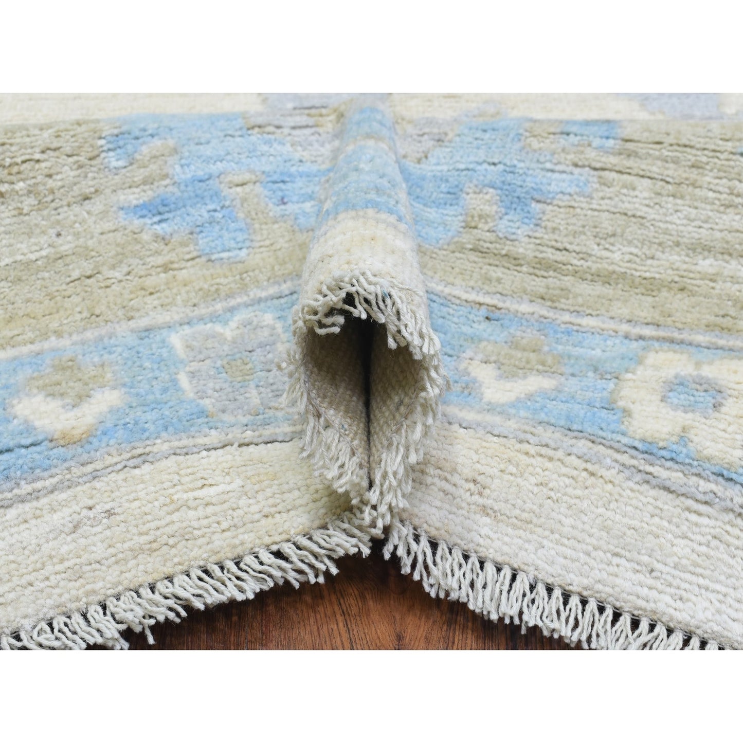 12'X14'7" Ivory Hand Knotted Afghan Angora Oushak Pure Wool Oversize Rug
