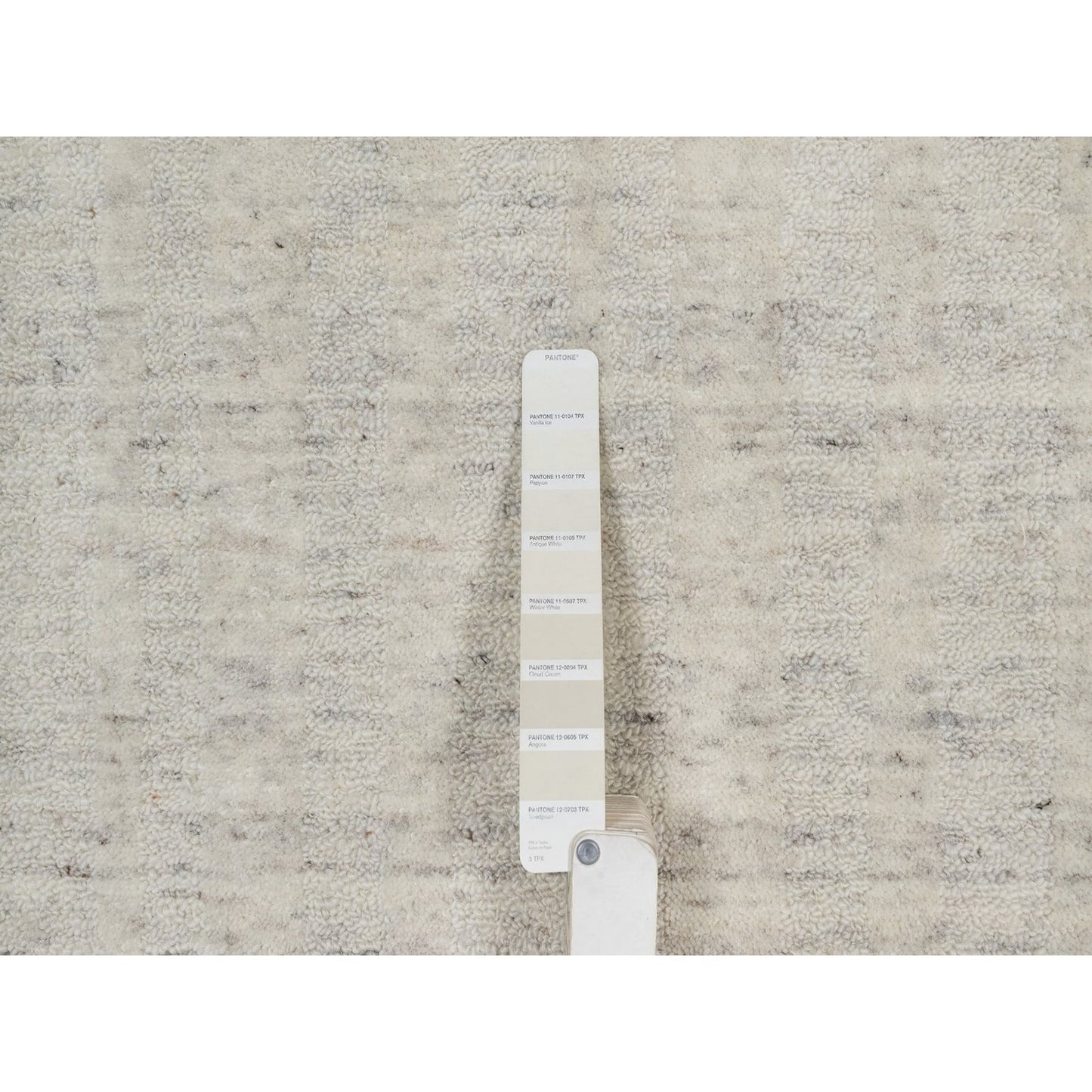 2'5"X10' Ivory Hand Loomed Vertical Stripe Design Natural Wool Runner Rug